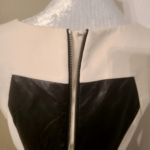 Milly New York Black White Lamb Leather Colorblock Sleeveless Mini Dress Size 8 - Picture 7 of 10